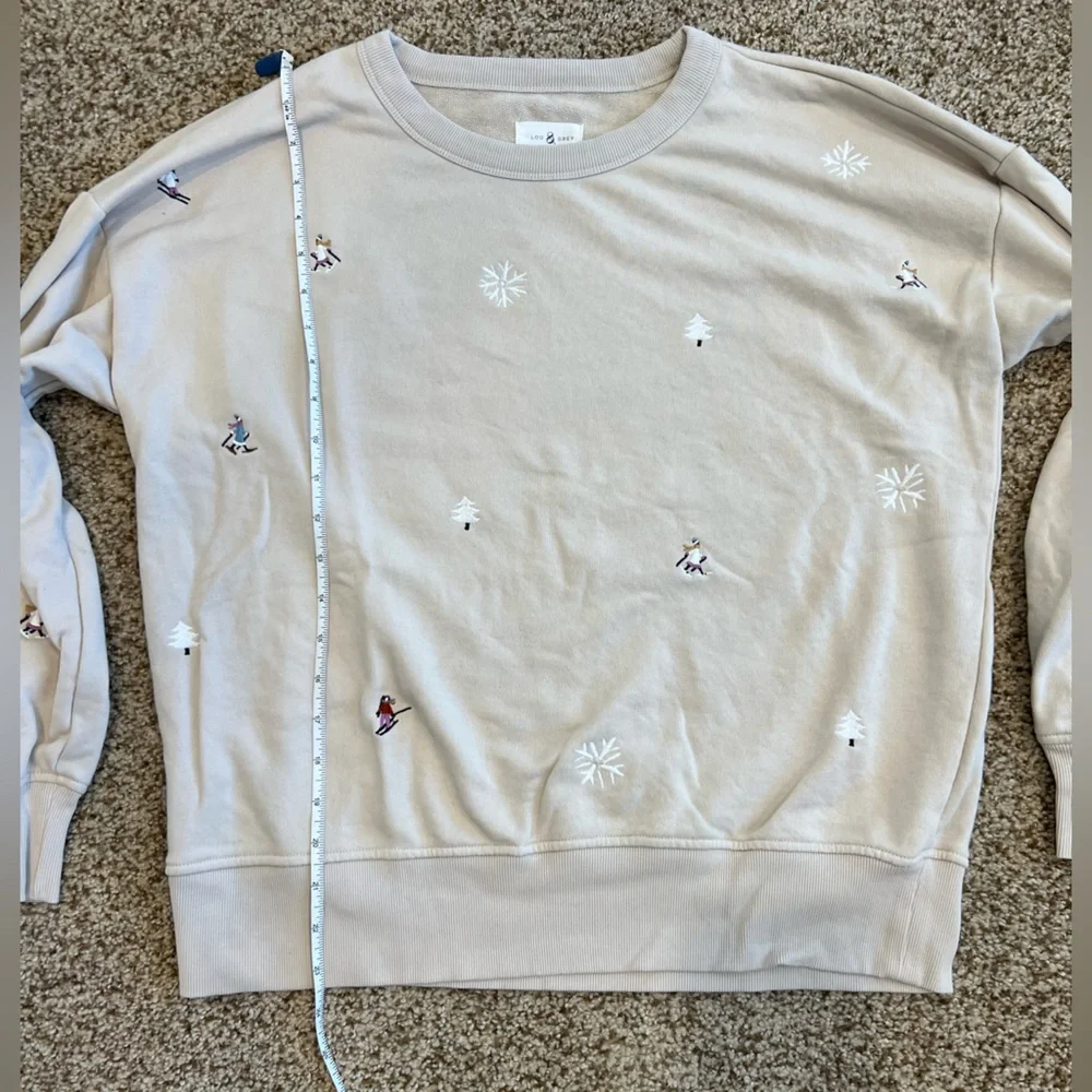 Lou & Grey top and pants leisure sweat set. Size L. Ski and winter embroidered. - Picture 3 of 16